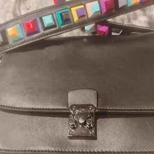 Stylish Black Women's Bag with Colorful Accents